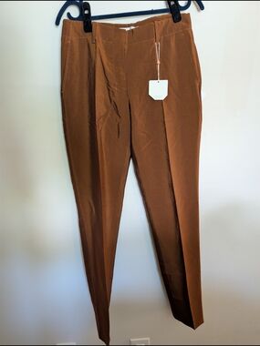 NWT Incotex Slowear Rust Copper Satin Tailored Dress Pants Trousers IT 42 US 6